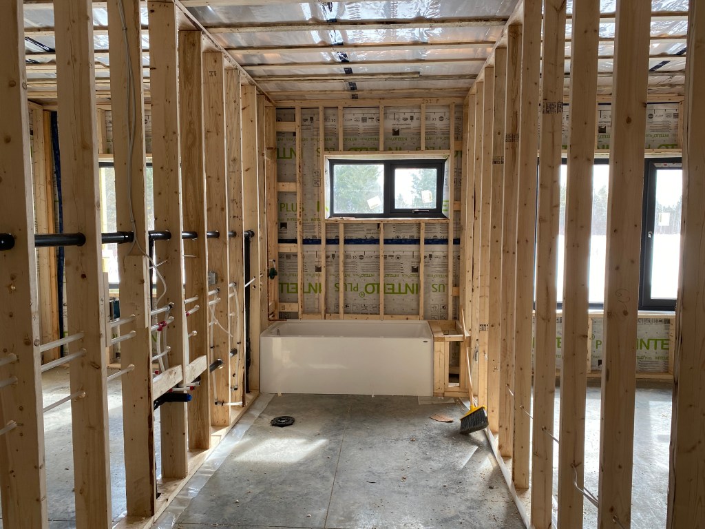 Image of bathtub in house under construction